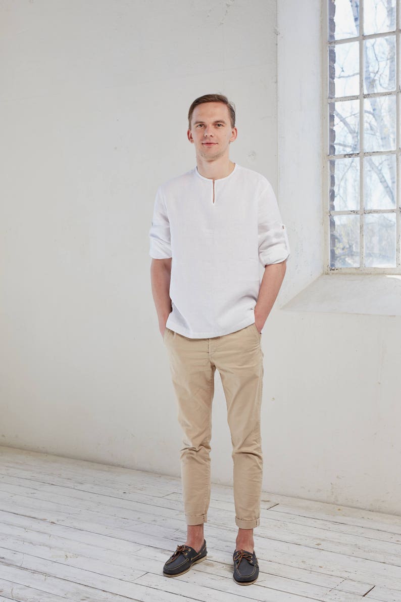 Hemd Mannen Wit Linnen Shirt Voor OverhemdEtsy qSUzMVpGL