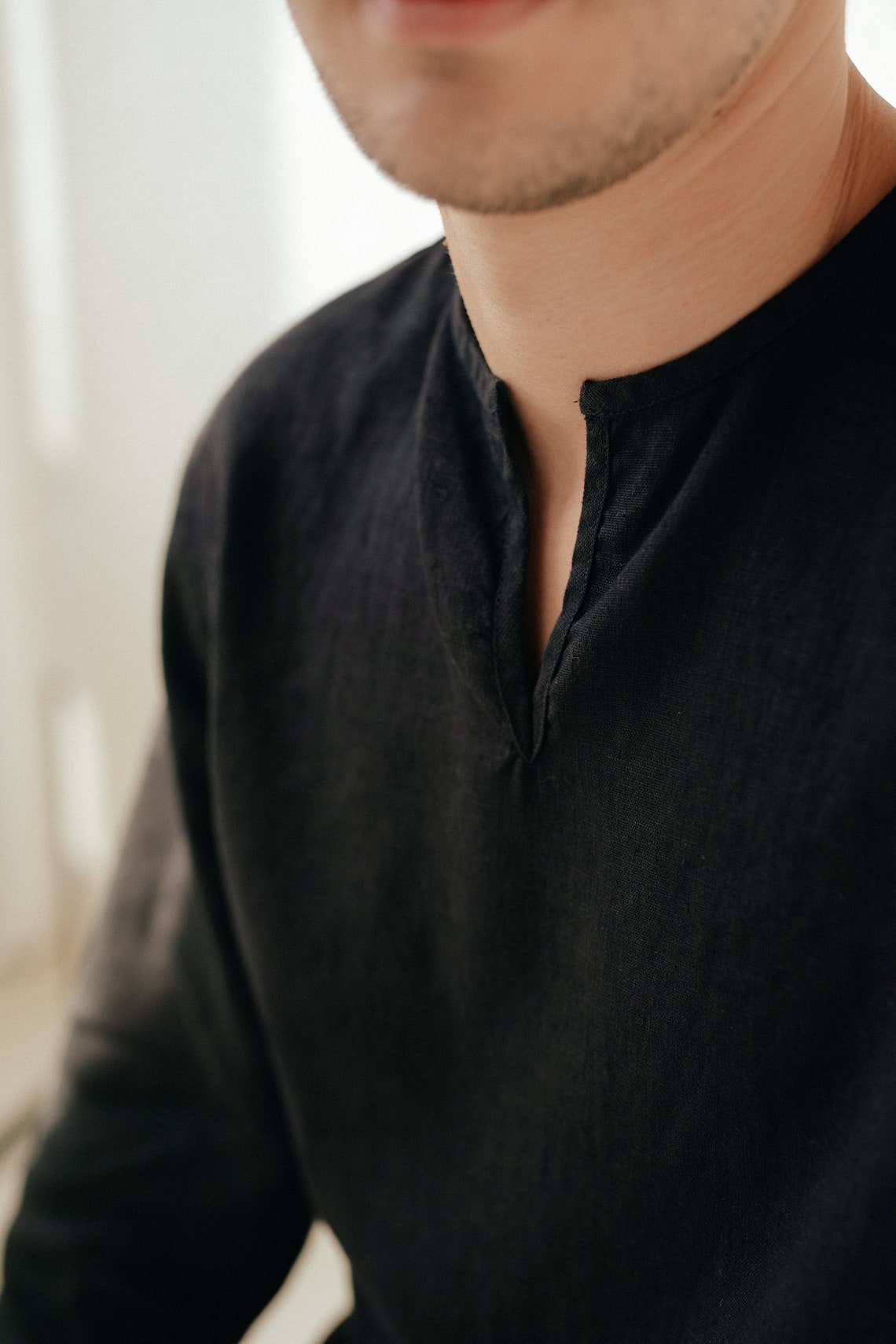 Linen Shirt Linen Men's Shirt Black Linen Shirt Linen - Etsy