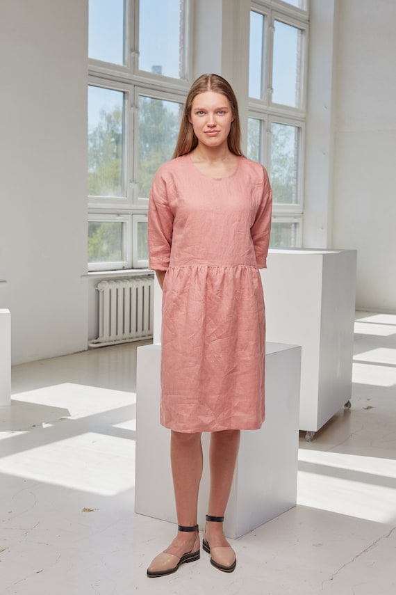 Linen smock dress uk Clearance
