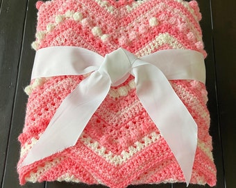 Oversized Pink Blanket Crocheted for Baby Girl