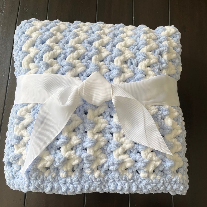 Blue Chunky Baby Blanket, Crochet Baby Boy Blanket, Baby Shower Gift, Baby Blanket, Blue Baby
