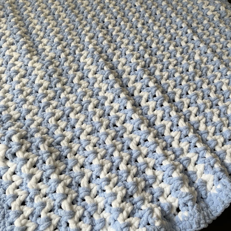 Blue Chunky Baby Blanket, Crochet Baby Boy Blanket, Baby Shower Gift, Baby Blanket, Blue Baby