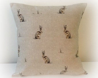 Handmade Hartley Hare Cushion Cover 16" Cotton Pillow Rabbit