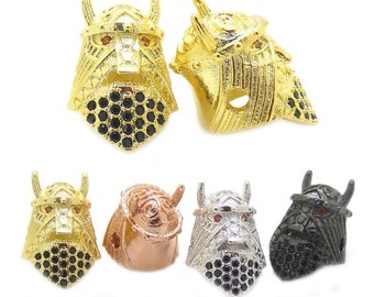 Gold knight helmet head beads,Silver Gladiator Helmet Beads,pave black cz roman warrior helmet beads for jewelry diy men bracelet making,