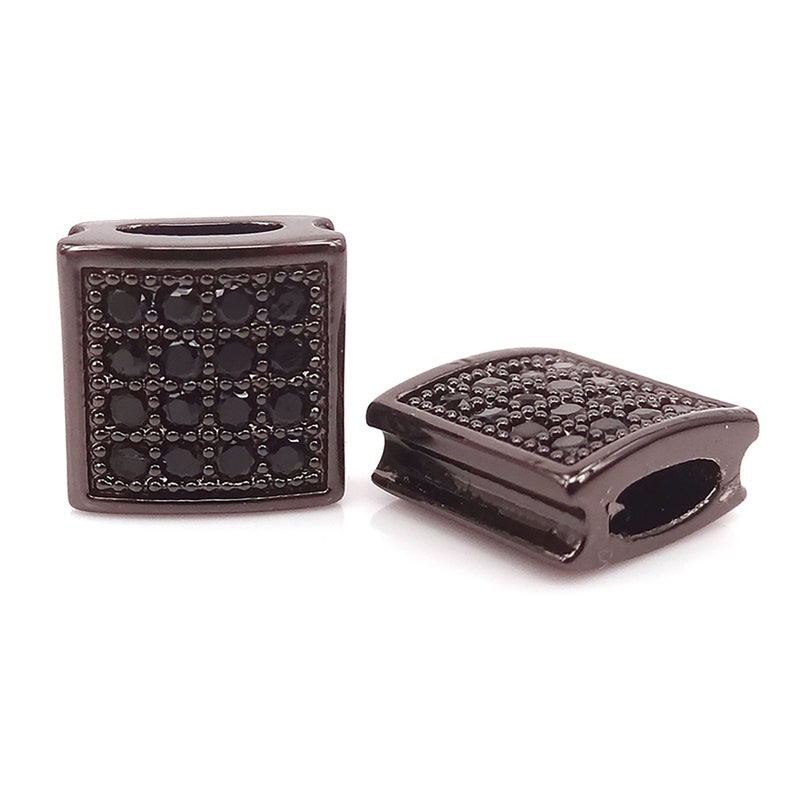 CZ Flat Square Spacer Beads Diy Shamballa Metal Beads Clear Etsy