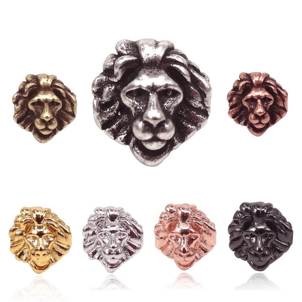 3D Lion Head Spacer Perles, Lion Head Charms, Antique Silver Lion Metal Beads For Mens Bracelets DIY, Animal Jewelry Accessoires