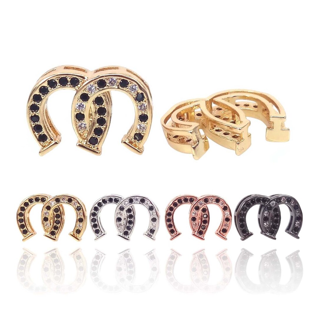 Horseshoe Beads Micro Pave Black CZ Horseshoe Connector Charm Etsy