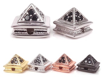 8mm 10mm Gold/Silver/Black/Rose Gold Plated Square Pyramid Spike Rivet Beads For Punk Bracelet Making,Micro Pave CZ Spike Connector/Pendant