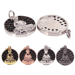 CZ Buddha Pendant,buddhist charms,Micro Pave Black CZ Yoga Charms For Mens Womens Zen Bracelet Making,Budha,Zen Charm,Blessing Buddha Charm