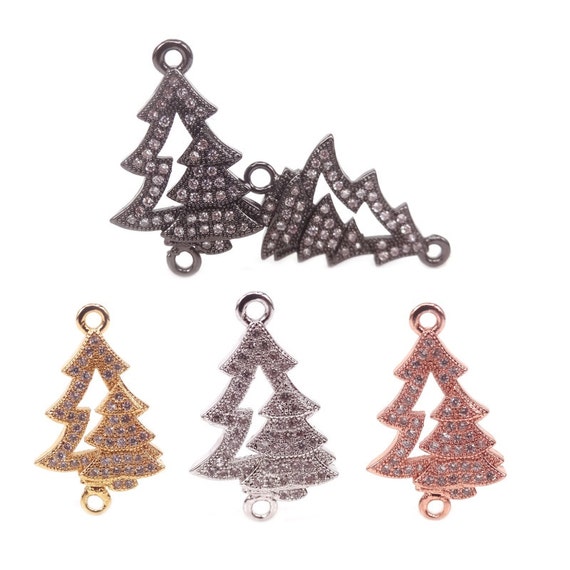 Copper Micro Pave Clear CZ Christmas Tree Connector For Copper Micro Pave Clear CZ Christmas Tree Connector For