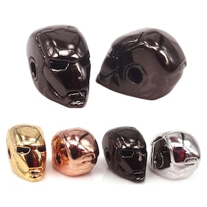 New Iron Man Charm Beads,Pave Black Armband Cubic Zircon Eye Iron man Beads For Super Hero Jewelry Making DIY Men Bracelets Spacer Beads