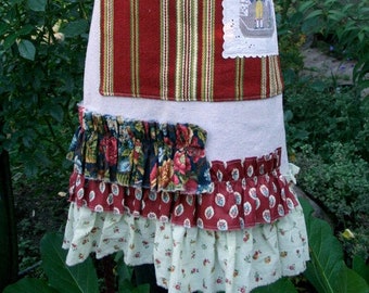 Vintage Ruffled Granny Chic Full Apron