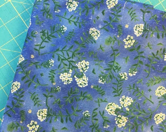 Dark Blue Blender Washart Blue and Teal Watercolor Cotton Quilting Fabric by MM Fab Half Yard