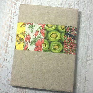 Handmade Linen Notebook: Australian Floral Fabric Journal