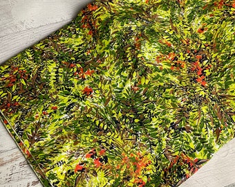 Vintage Lime Green Mid Century Foliage, By the HALF Yard, Cotton Fabric, Quilting