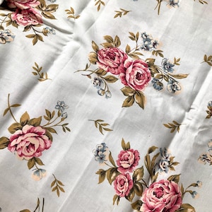 Remnant 26” Rose Floral on Pale Mint Green, Quilting Cotton