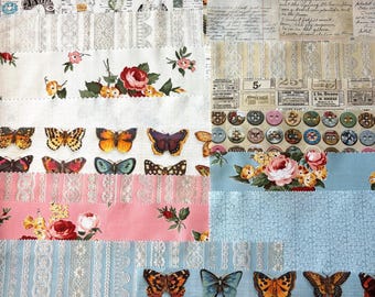 Junk Journal fabric scrap set by Cathe Holden for Moda SAMPLE set Quilting Cotton