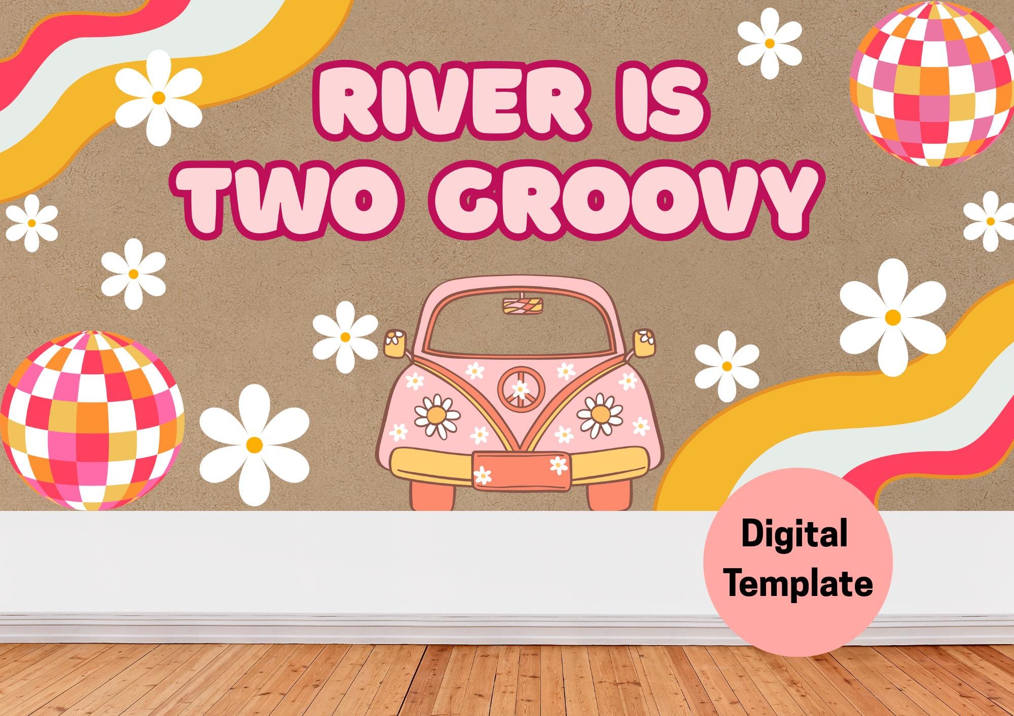 Two Groovy Birthday Banner Digital Template