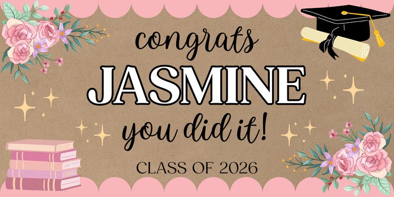Floral Congratulations Graduate Digital Banner Template Girl Graduation ...