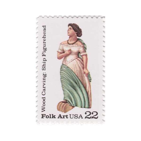 1986 22c Wood Carving Ship Figurehead - Folk Art Series - Single Unused US Vintage Postage Stamp - Item No. 2241