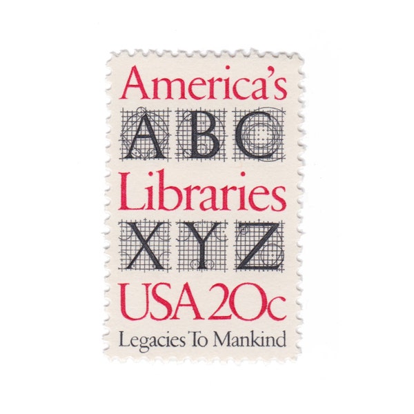 1982 20c American's Libraries - Single Unused Vintage Postage Stamp - Item No. 2015