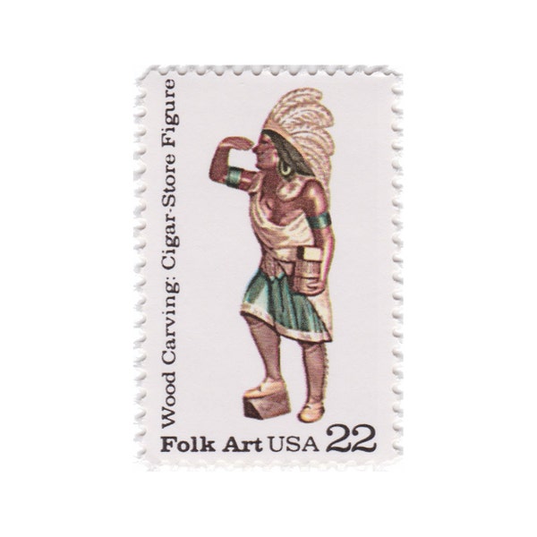 1986 22c Wood Carving Cigar Store Figure - Folk Art Series - Single Unused US Vintage Postage Stamp - Item No. 2243