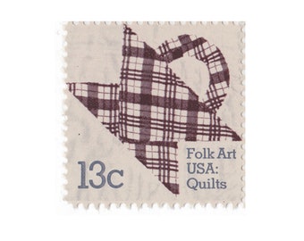 1978 13c Basket Design Quilts: Plaid - Single Unused Vintage Postage Stamp - Item No. 1748