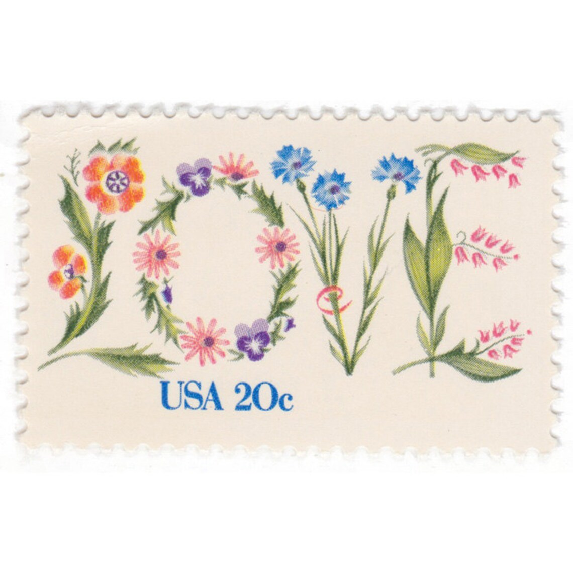 1982 20c Flower Love Stamp Unused Vintage Postage Stamp Etsy