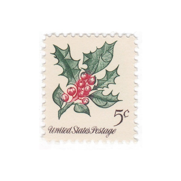1964 5c Christmas Holly - Single Unused US Mint Postage Stamp  - Item No. 1254