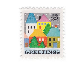 1986 22c Christmas Winter Village - US Vintage Postage Stamp - Scott No. 2245
