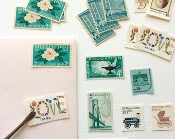 Curate Your Own Set of Stamps - 10+ Stamps of Your Choice - Please Read Item Details for Instructions - Vintage Unused Postage Stamps