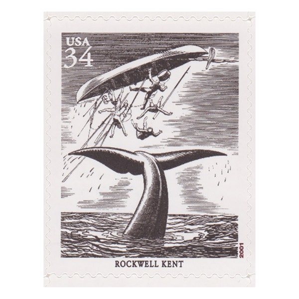 2001 34c American Illustrator Series - Rockwell Kent - Moby Dick - Single Unused US Postage Stamp - Item No. 3502q