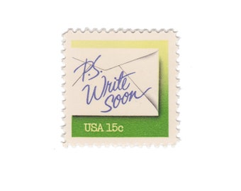 1980 15c P. S. Write Soon - US Vintage Postage Stamp - Scott No. 1808