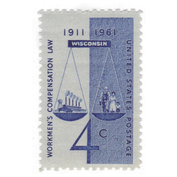 1961 4c Workmen's Compensation Law - Single US Vintage Postage Stamp - Item No. 1186