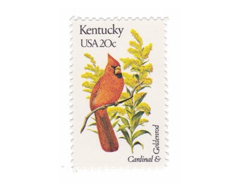 1982 20c Kentucky - Cardinal and Goldenrod - Unused Vintage Postage Stamp - Item No. 1969