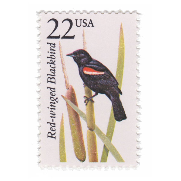 1987 22c Red-Winged Blackbird - North American Wildlife Series - Single Unused Vintage Postage Stamps - Item No. 2303