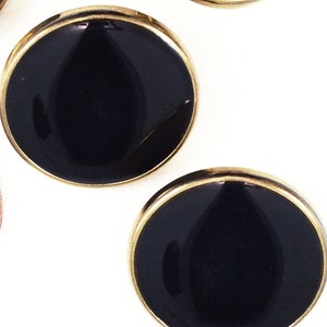 3 Vintage 23mm Gold Heavy Metal Buttons With Black