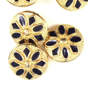 Gold & Black Enamel Button (18 mm)