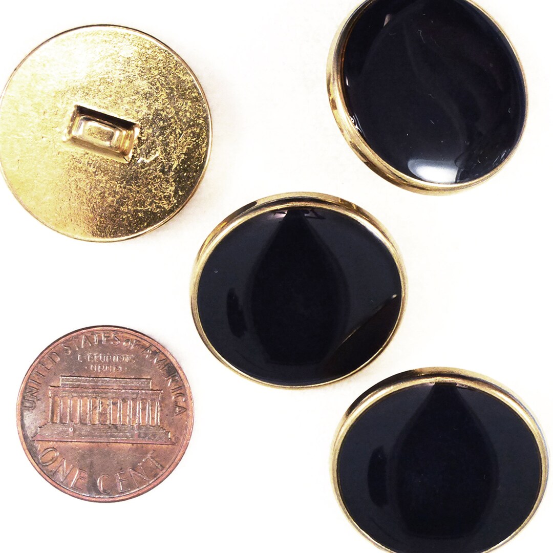 Vintage Brass Button With Black Resin Center 23 Mm Etsy