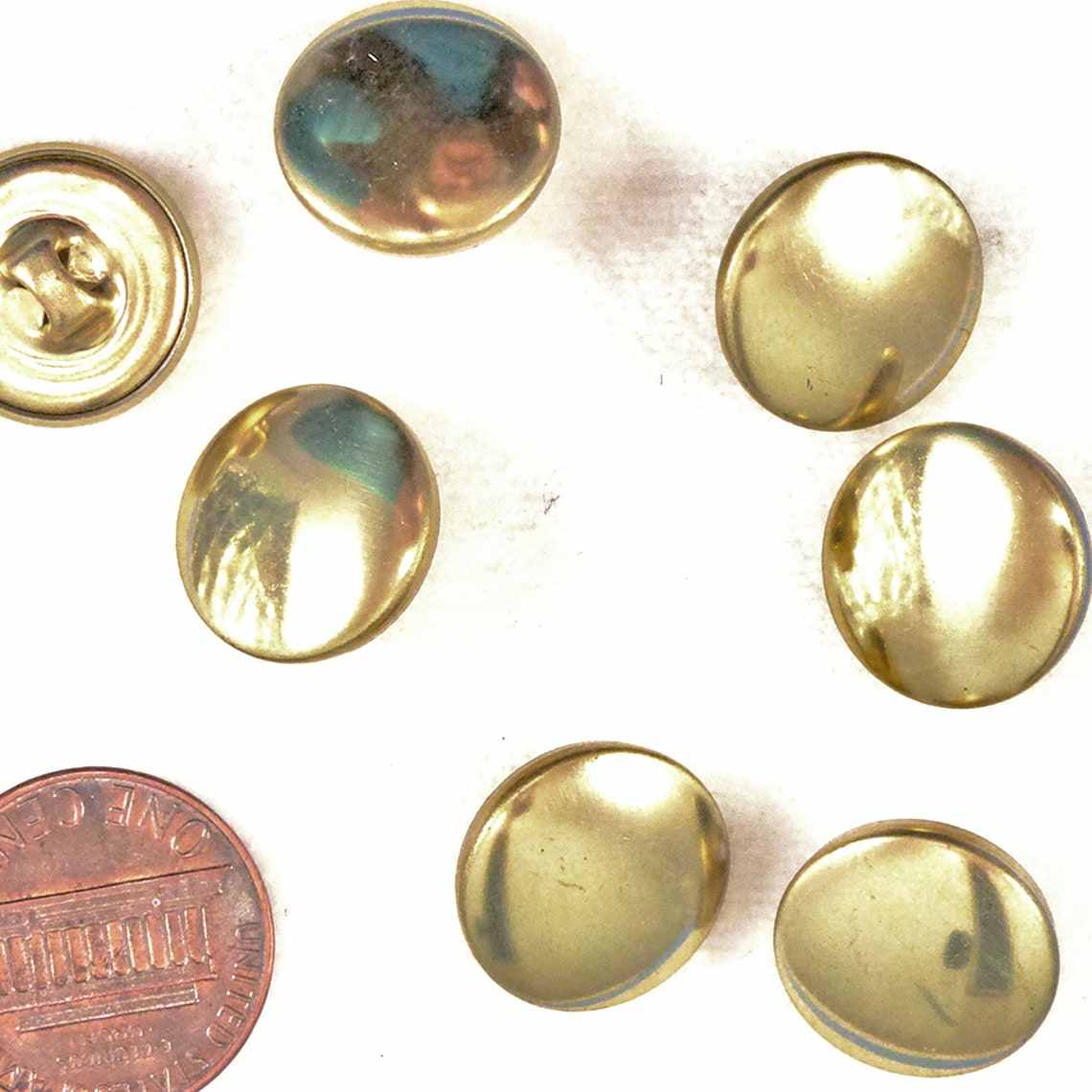 Vintage Glossy Brass Button 15 mm Etsy