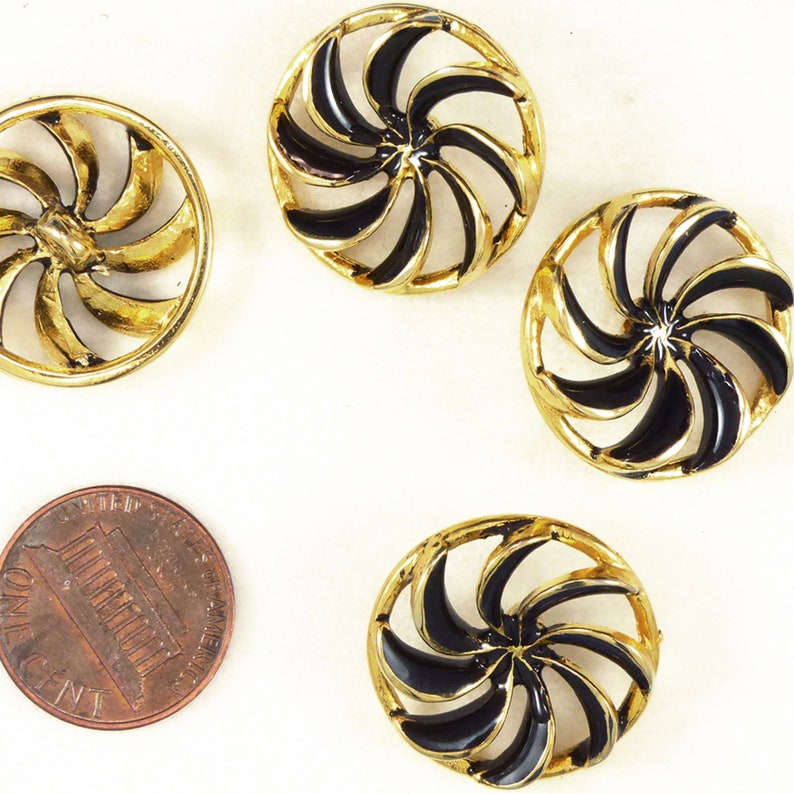 Vintage Gold & Black Enamel Pinwheel Button (23 Mm) - Etsy