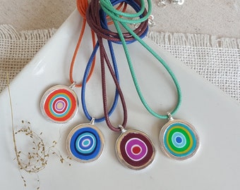 Handmade necklace, ethnic style made of polymer clay, gorgeous bijoux made of fimo, adaptable necklace fpr her, nice present for your mom