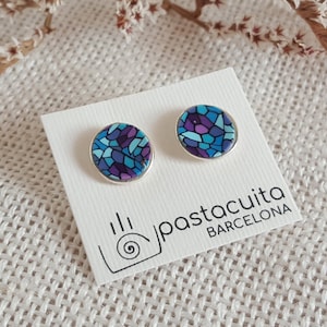 Stud earrings with modern designs inspired in catalan modernism , wear art in your ears, beautifull jewelry for everyday, gift for her