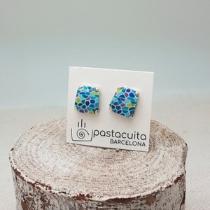 Handmade millefiori stud earrings | made with polymer clay | inspired by gaudi | pedrera and sagrada familia style | gift for her
