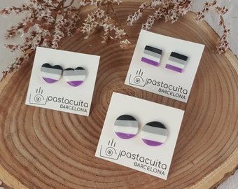 asexual pride earrings in many shapes as heart, square or circle. Stainles steel Handmade. Best gift for asexual friends. A-sex present