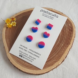 Bisexual Pride LGBT stud earrings, polymer clay wlw jewelry, bisexual flag on earrings, gift for bisexual, LGTBIQ+, genderfluid earrings