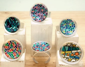 Handmade ring | polymer clay | Catalan jewelry | | adjustable and confortable | high quality nickel-free earrings | gaudi la pedrera style