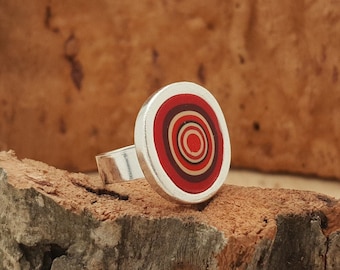 Handmade ring in warm colors,  polymer clay, a great jewel to wear in both casual and elegant occasions, adjustable and confortable
