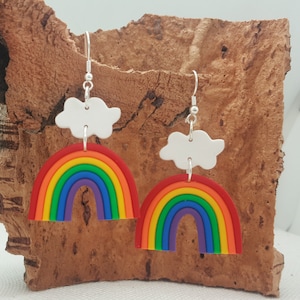 Handmade rainbow hook earrings | fun and bold jewellry | nickel-free antiallergics hooks | For daring people | gift for her