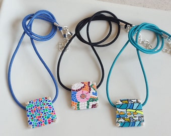 contemporary necklace made with italian technique "millefiori", catalan style inspired by gaudi, nickel free, gift for her, Sacred Family